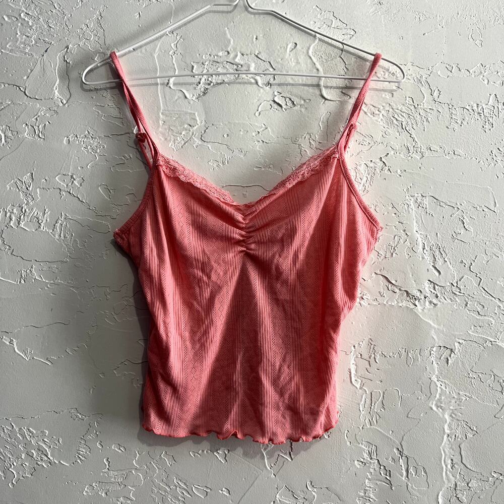 NWT BCBG pink lace cropped babydoll‎ y2k tank top womens large bella swan